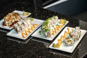 50th Anniversary specialty sushi rolls at Shogun Japanese Steakhouse in Orlando, Florida.